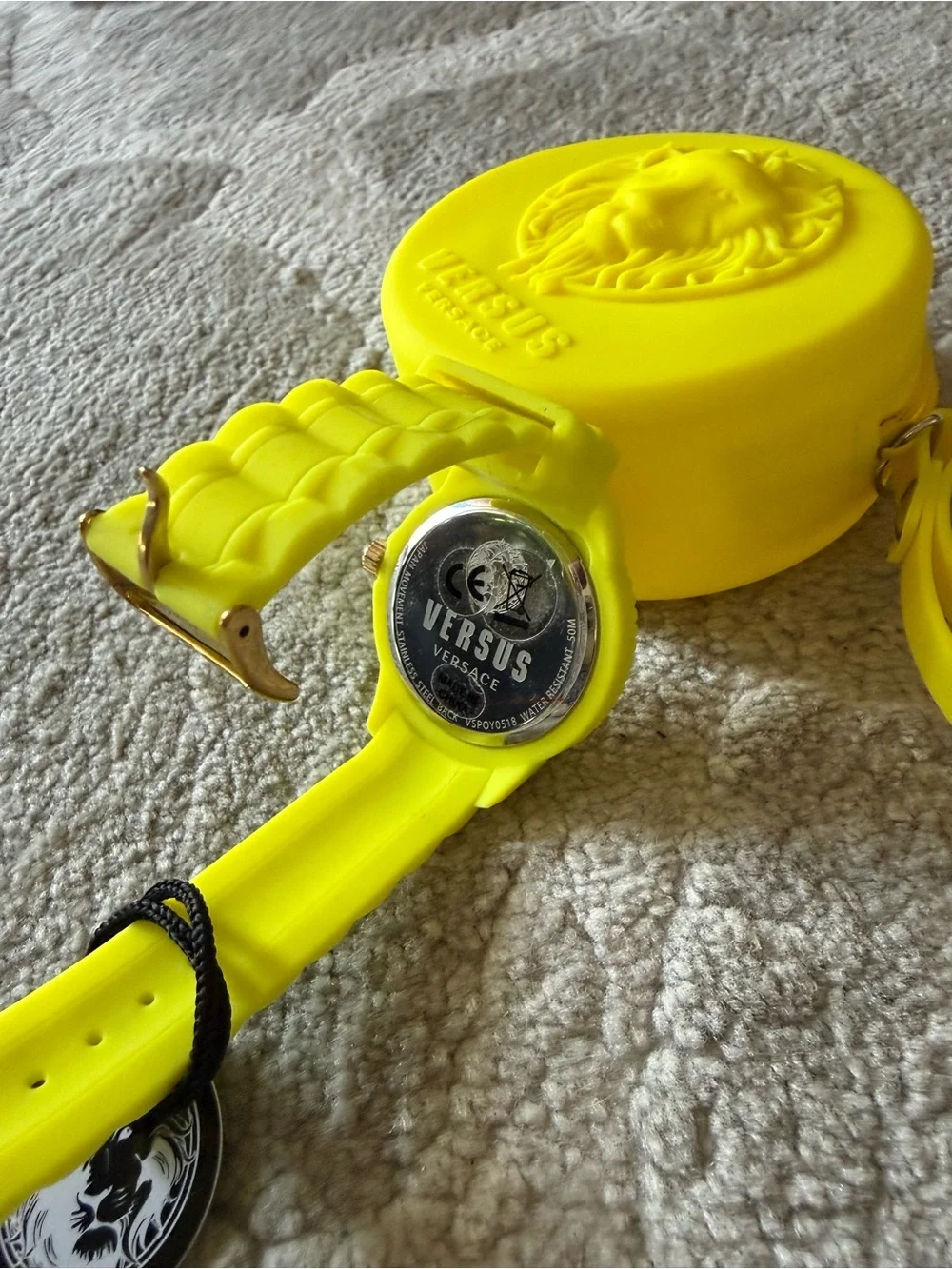 Versus Versace Neon Yellow Silicone Lion Watch and Round Case